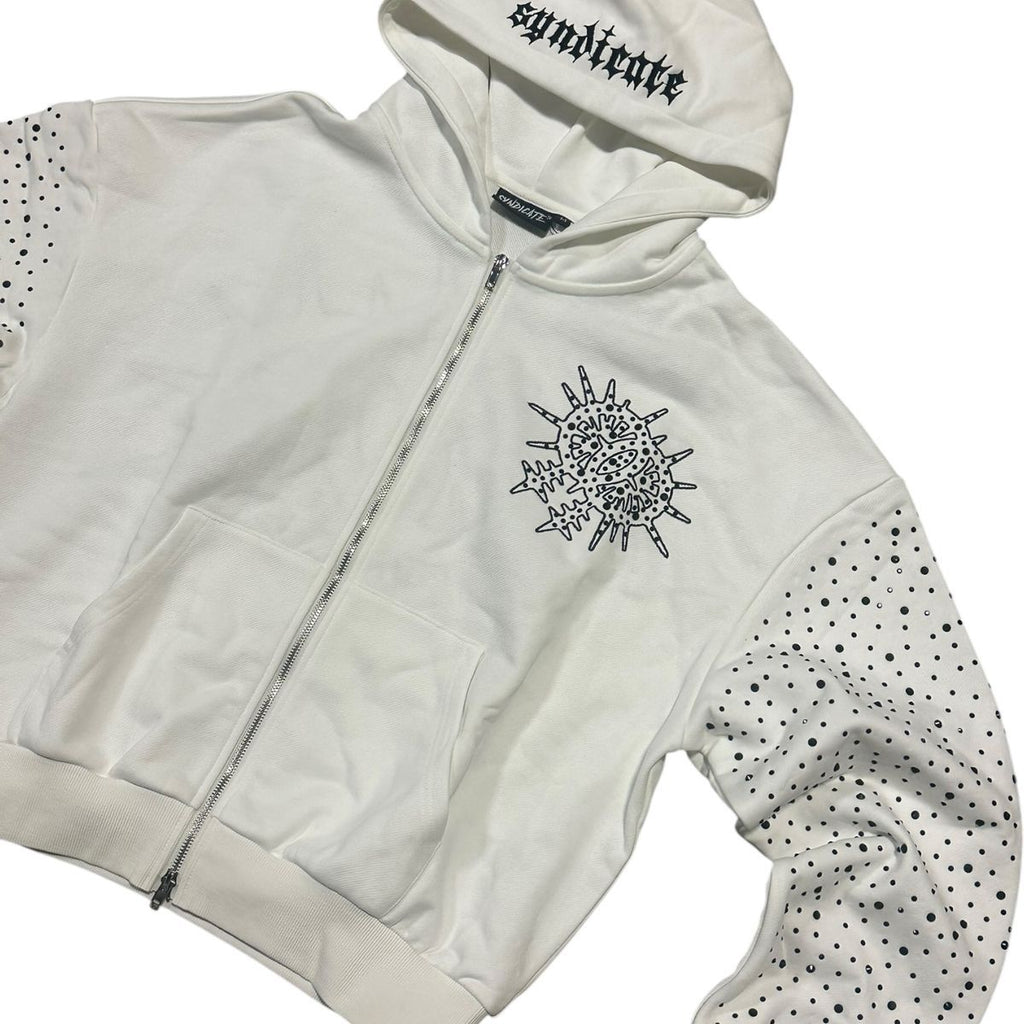 men "Keys" Zip Up - White Hoodie