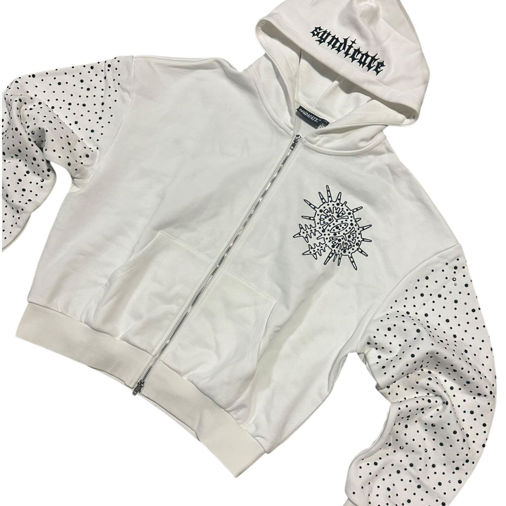 men "Keys" Zip Up - White Hoodie