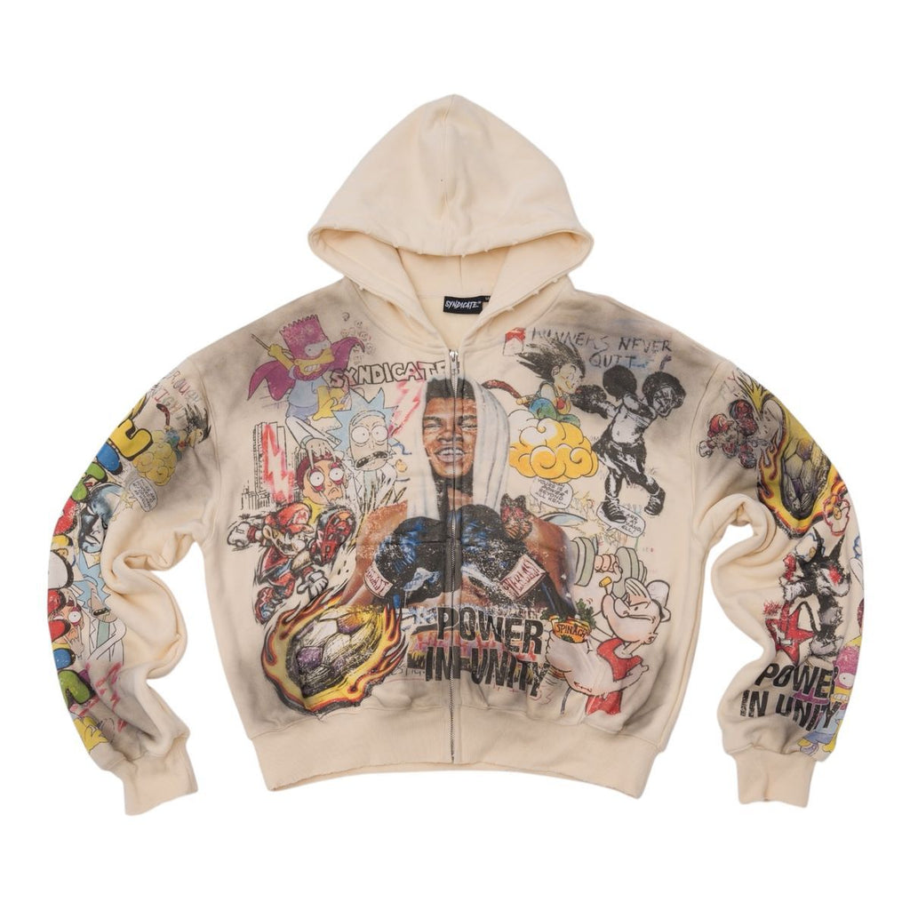 men "Unity" Zip Up - Bone OS Hoodie