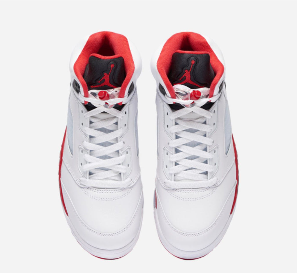 Men's Jordan Retro 5 OG - White/Fire Red/Black