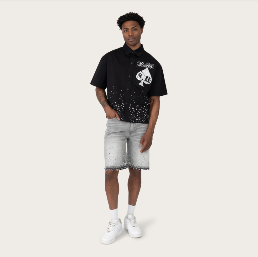 REBORN RHINESTONE SS SHIRT