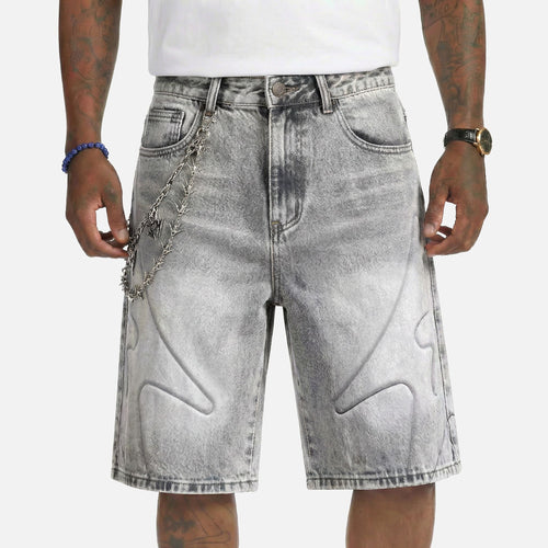 "SHOGUN" EMBOSSED DENIM SHORTS