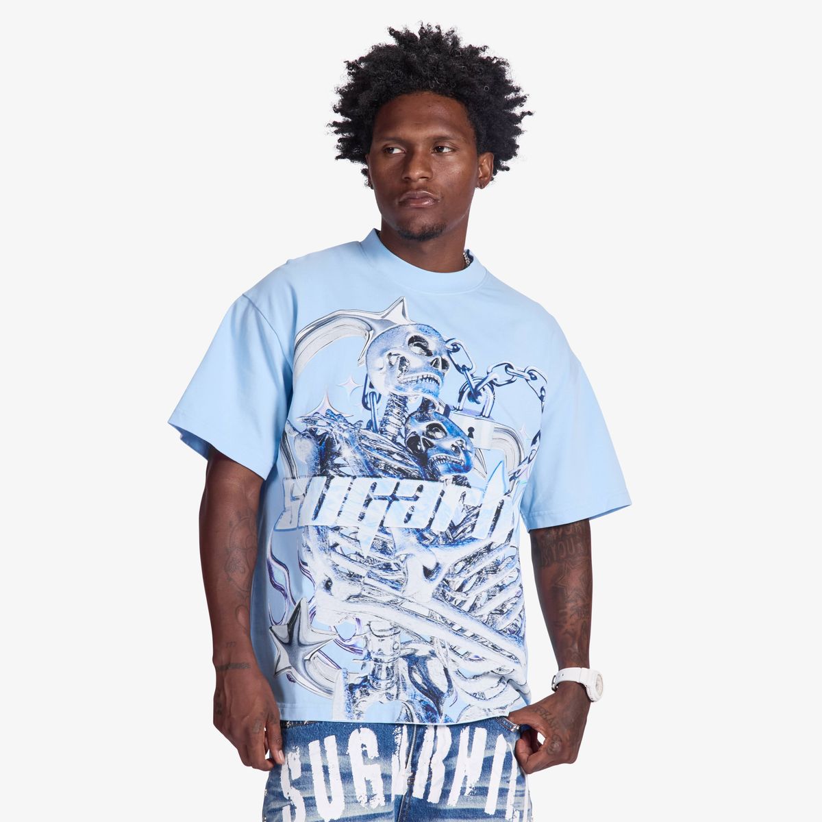 "STAR DEATH" T-SHIRT (BABY BLUE