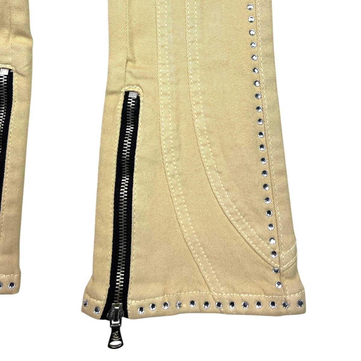Stone-Line Zipper Kids Jeans Cream