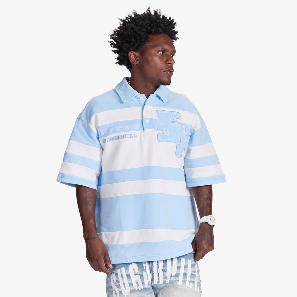 "SUPER 9" POLO (BABY BLUE/WHITE)