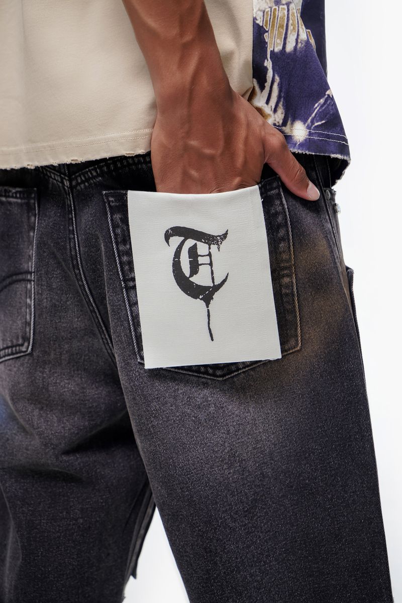TRNCHS Black Wash Denim Shorts