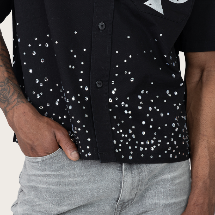 REBORN RHINESTONE SS SHIRT
