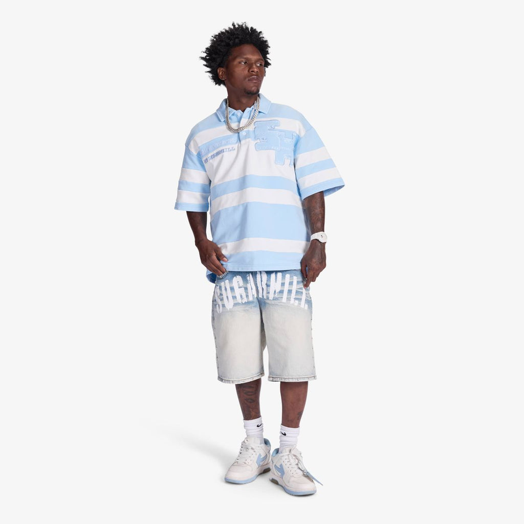 "SUPER 9" POLO (BABY BLUE/WHITE)