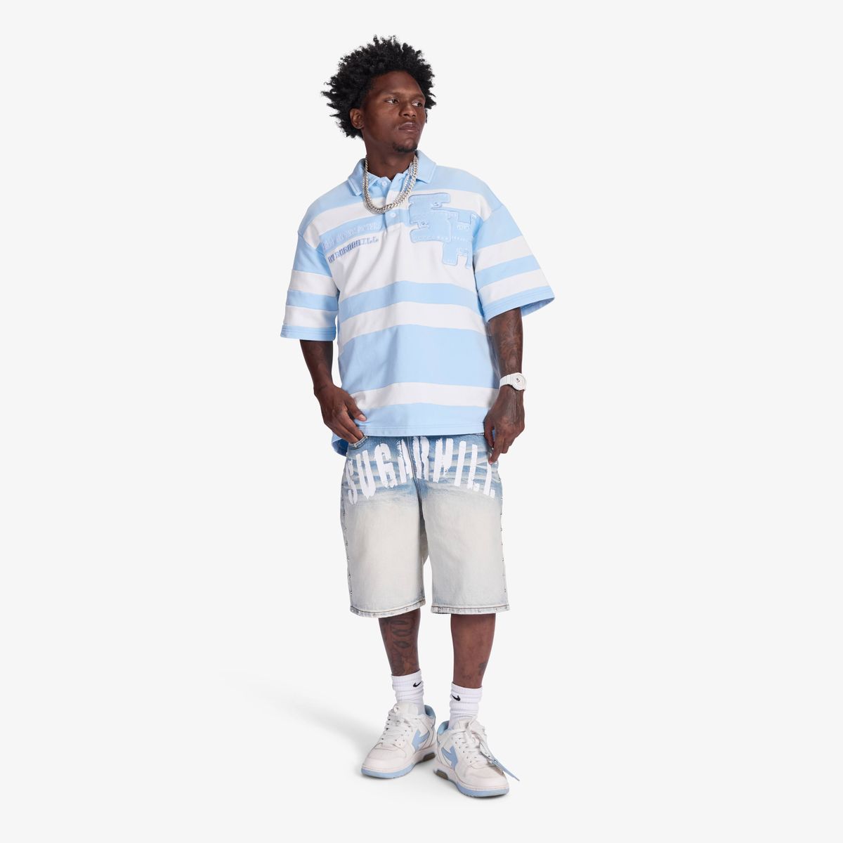 "SUPER 9" POLO (BABY BLUE/WHITE)