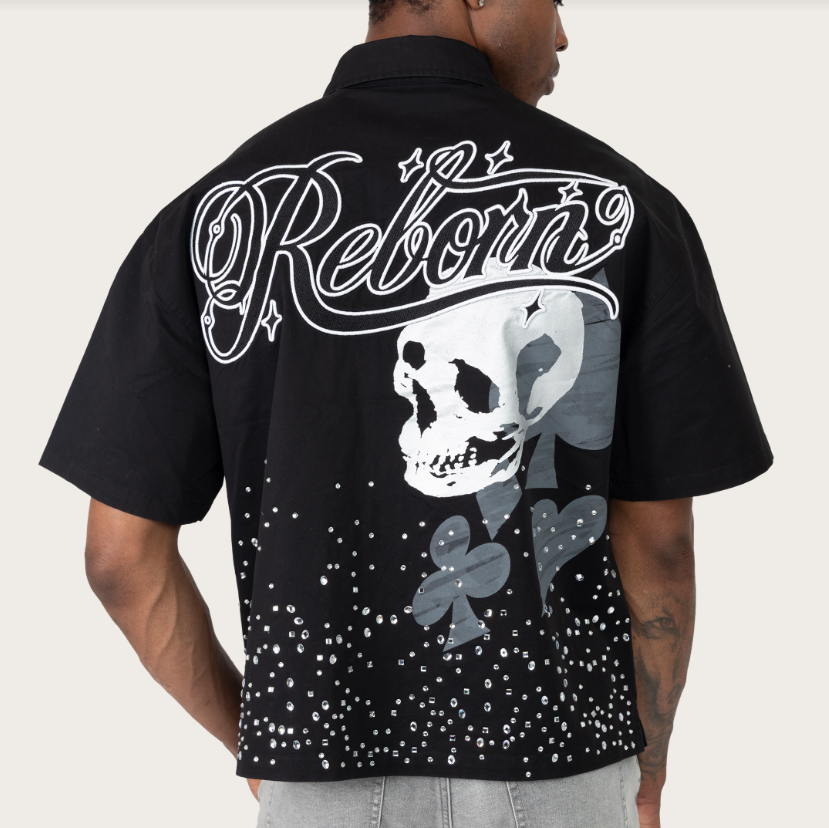 REBORN RHINESTONE SS SHIRT