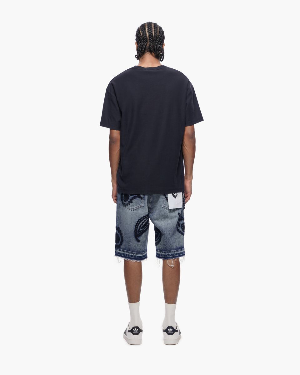 TRNCHS dark Blue Wash Denim Shorts