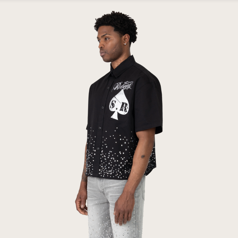 REBORN RHINESTONE SS SHIRT