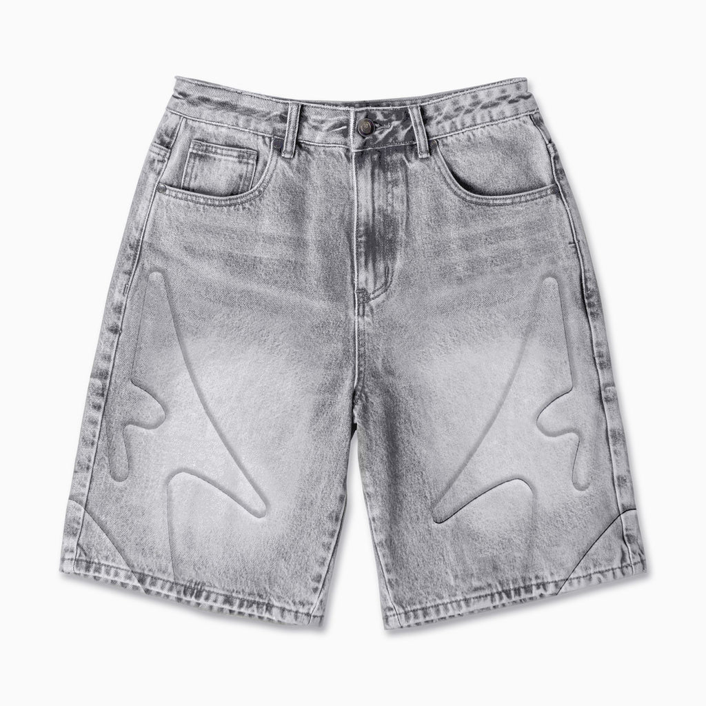"SHOGUN" EMBOSSED DENIM SHORTS