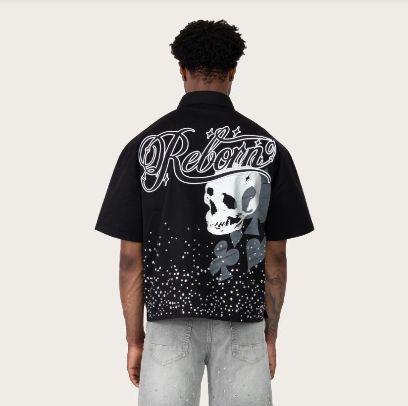 REBORN RHINESTONE SS SHIRT