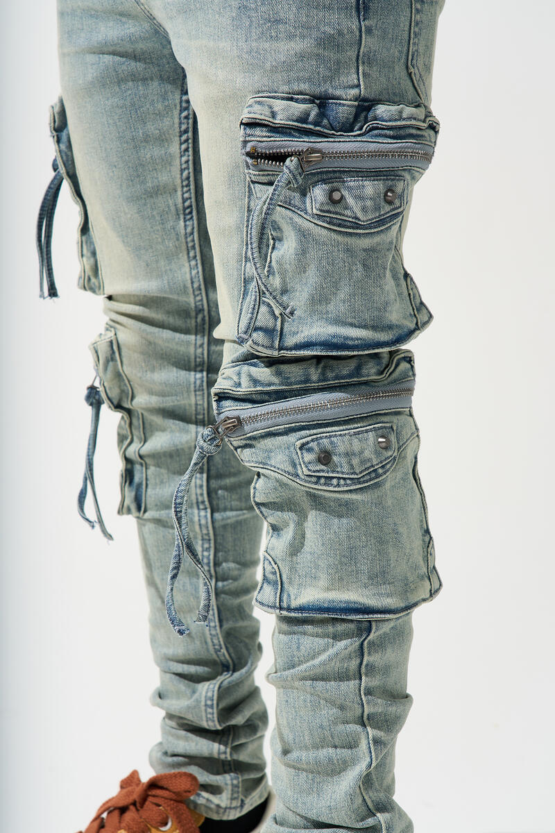 men jeans  cargo blue