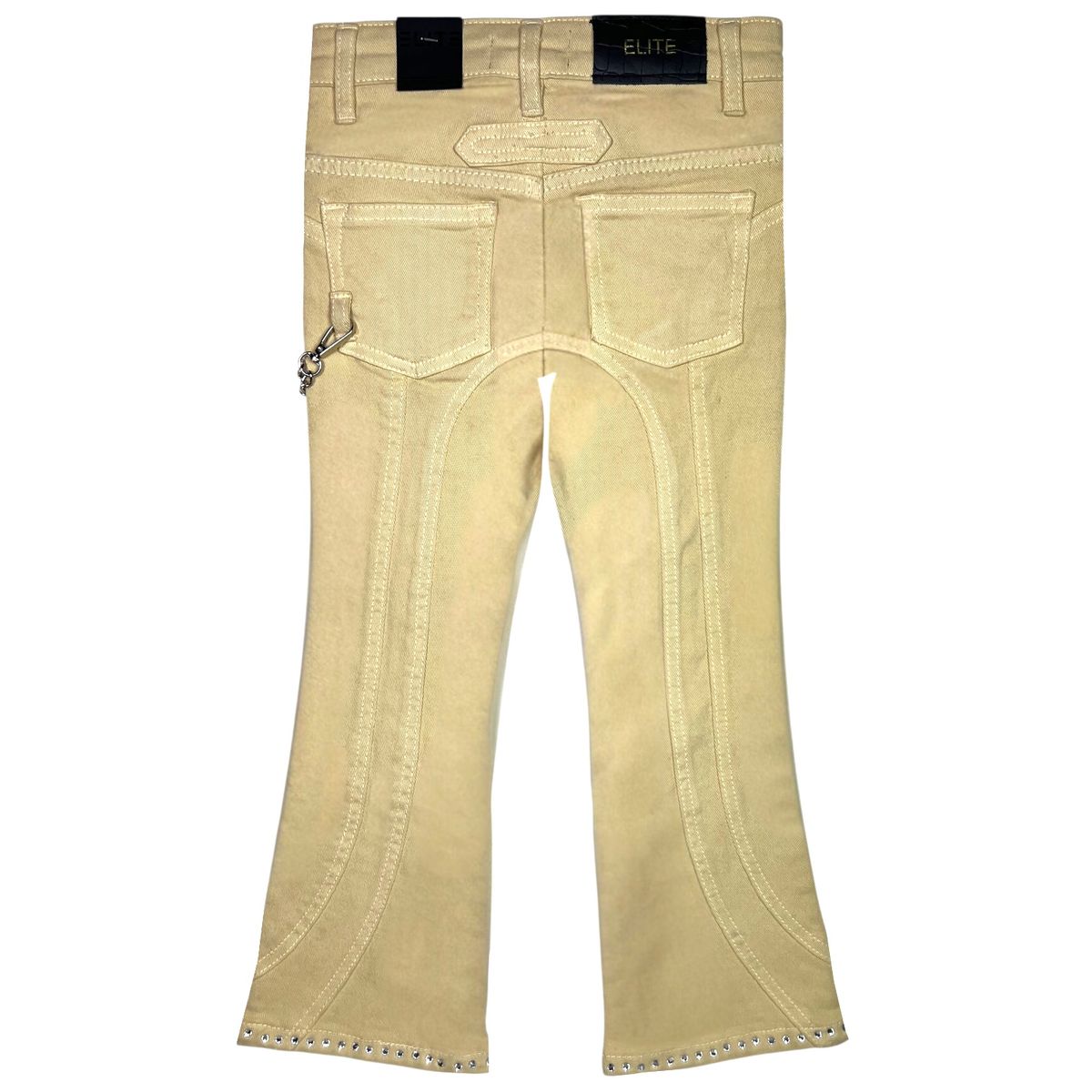 Stone-Line Zipper Kids Jeans Cream