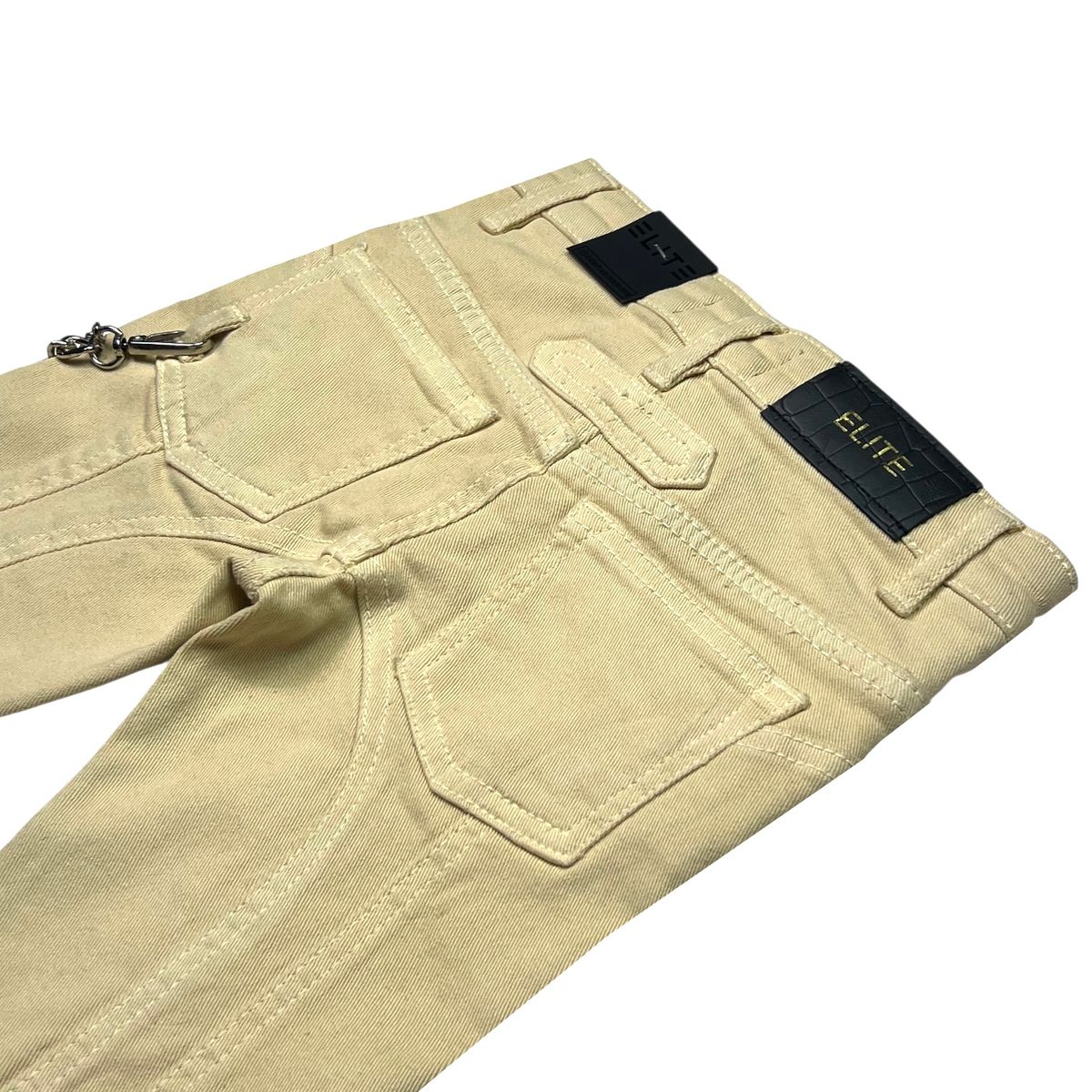 Stone-Line Zipper Kids Jeans Cream